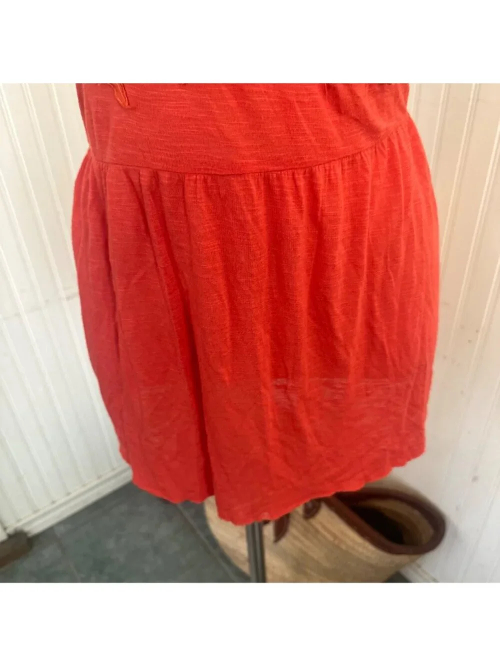 Free People Vintage Y2K Tunic Cream Orange Ombre Tie Waist Floral Appliques